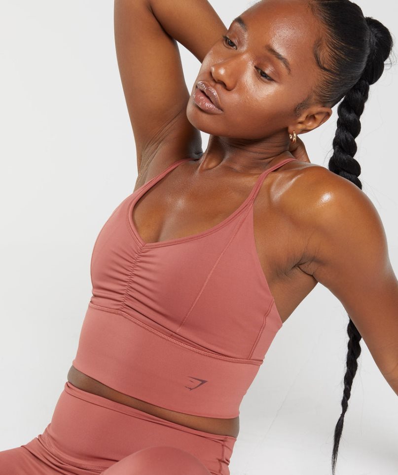 Women's Gymshark Elevate Longline Sports Bra Rose | NZ 1JHLNG